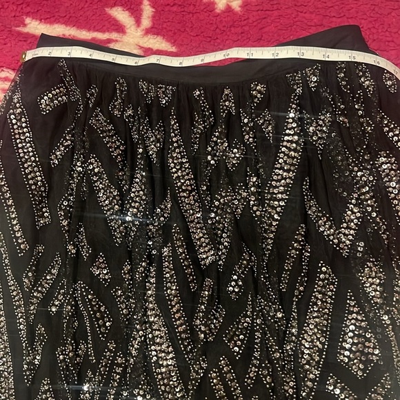 Parker Metallic Switch Geometric Beaded Skirt L - Picture 9 of 9